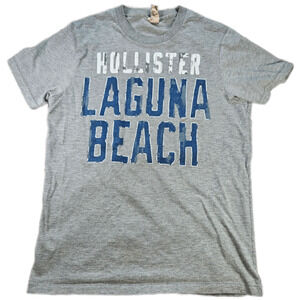 Hollister T-Shirt Men's Gray Small Cotton Blend Laguna Beach Graphic Tee